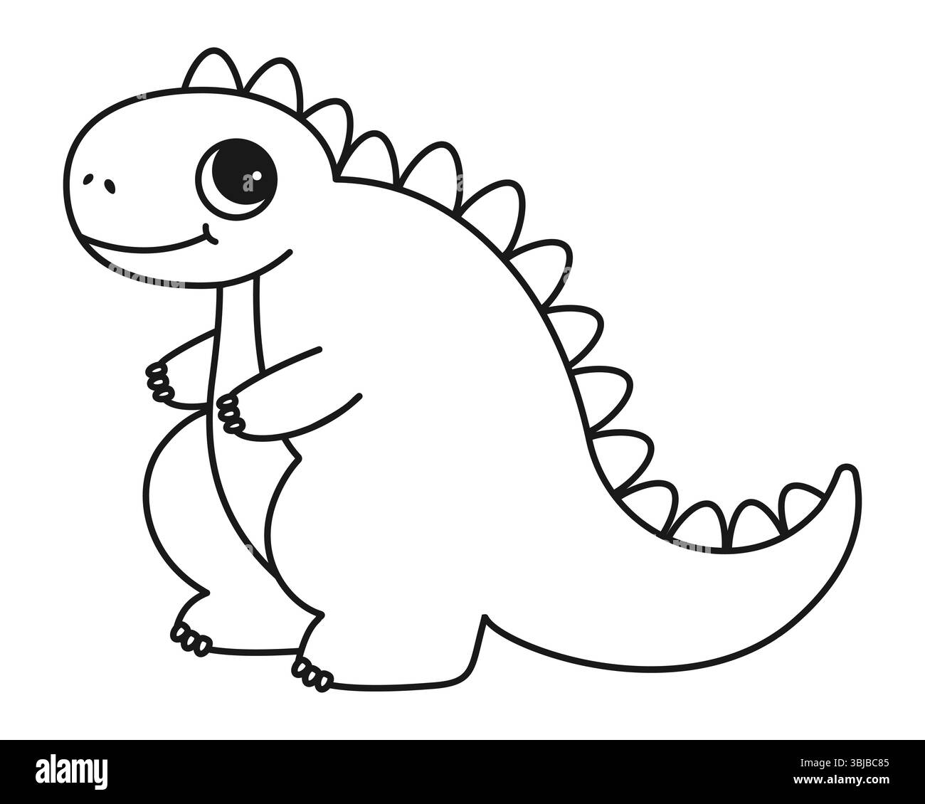 Ausmalseite mit einem Bild eines süßen Dinosauriers. Malbuch für Kinder und Erwachsene. Stock Vektor