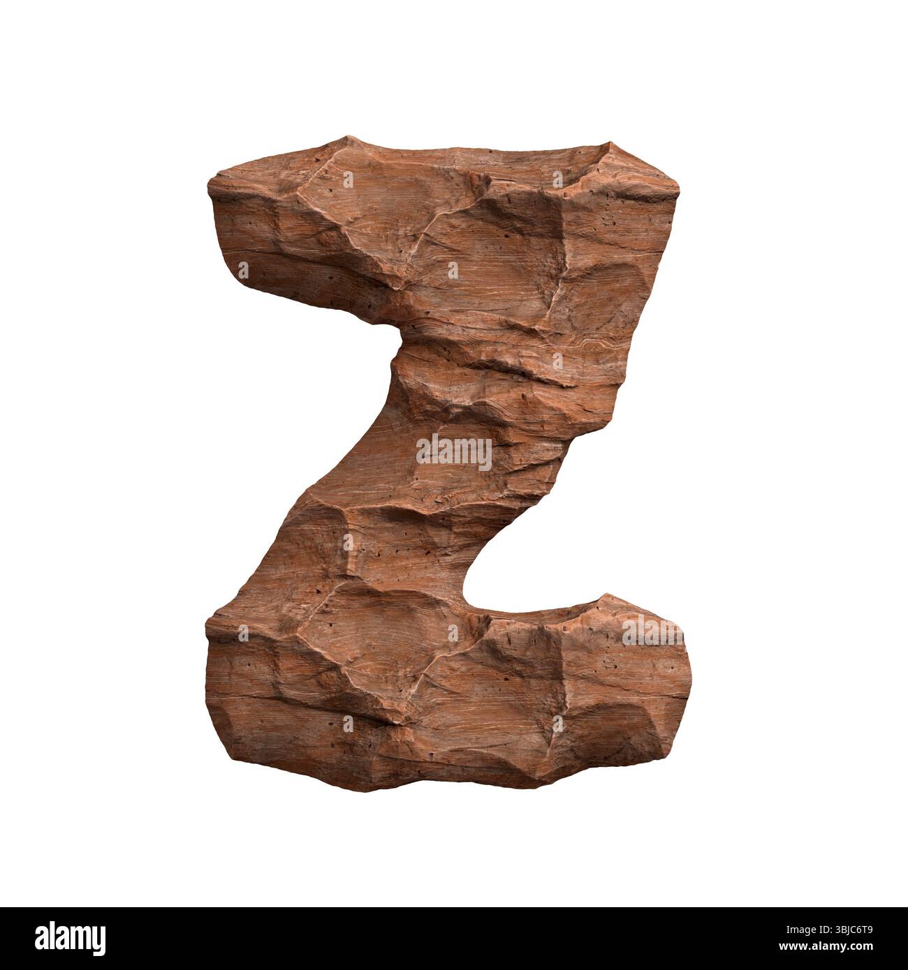 Wüstensandstein Buchstabe Z - Kapital 3D rote Felsenart isoliert auf weißem Hintergrund. Dieses Alphabet eignet sich perfekt für kreative Illustrationen, aber nicht Stockfoto
