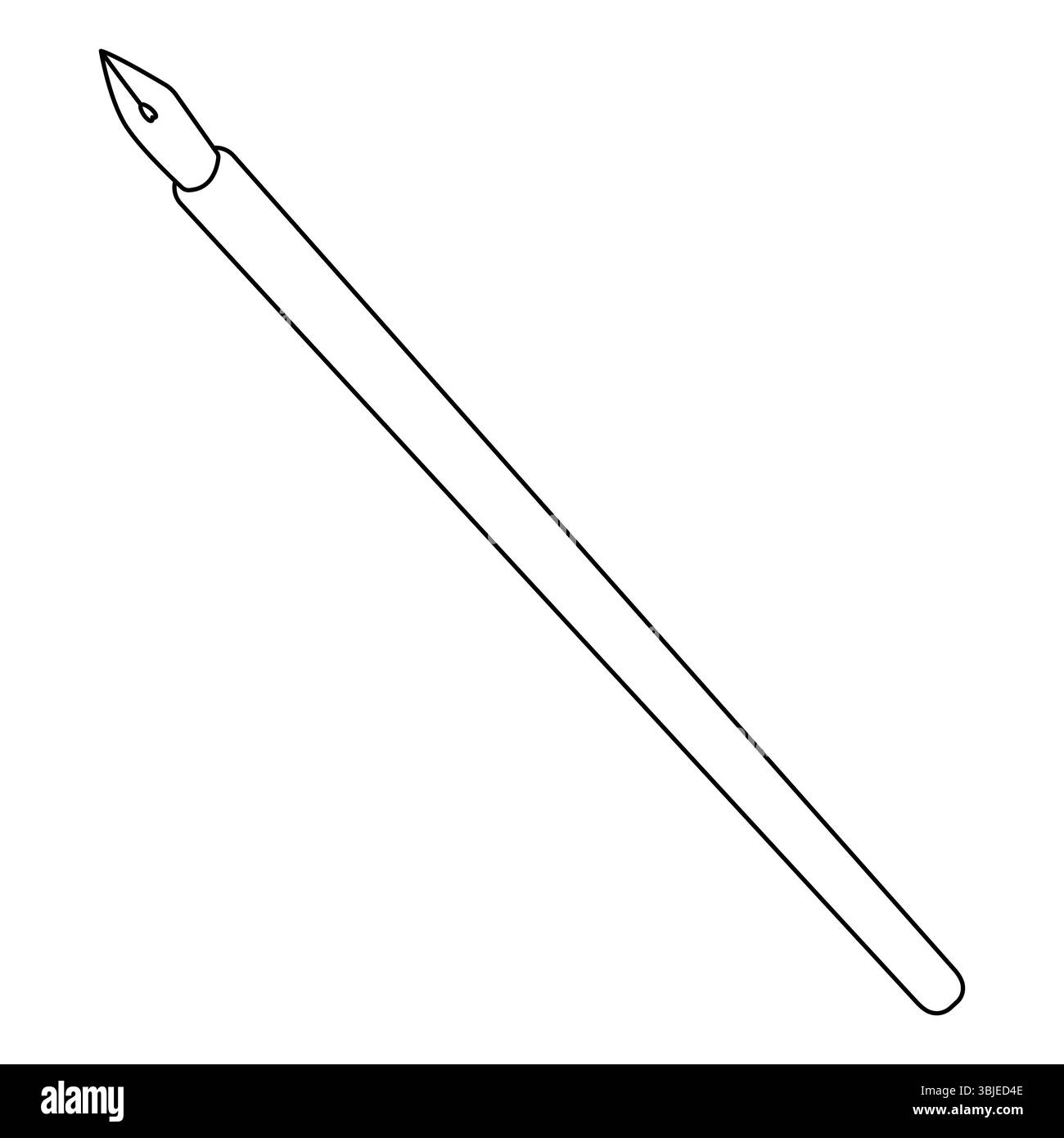 Ausmalseite mit Konturzeichnung eines klassischen Vintage Füllfederhalters mit einer Feder. Für die Unterhaltung von Kindern, für die Schulzeit oder die Ausbildung schwarz-weiß DE Stock Vektor