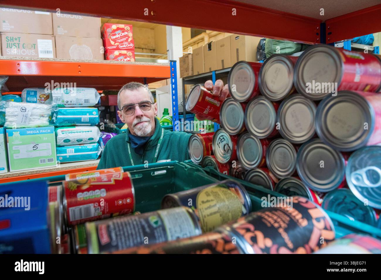 Die Shetland Food Bank unterstützt die lokale Bevölkerung mit lebenswichtigen Nahrungsmitteln und hilft Familien in Not auf den Shetlandinseln. Stockfoto