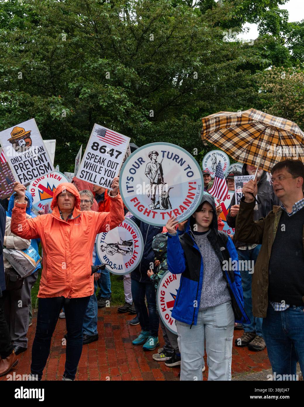 Fast tausend Menschen versammelten sich im Concord Center, um sich dem friedlichen No Kings-Protest gegen die Politik der Trump-Regierung anzuschließen. Stockfoto Fast tausend Menschen versammelten sich im Concord Center, um sich dem friedlichen No Kings-Protest gegen die Politik der Trump-Regierung anzuschließen. Stockfoto
