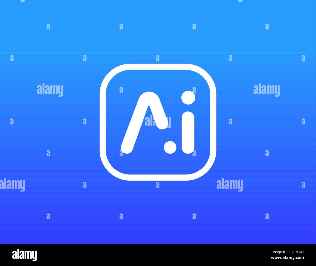 KI-Logo, Abzeichen für künstliche Intelligenz mit minimaler Typografie, Symbol für virtuelle Assistenten. Smart-Tech-Symbol für Cloud-Systeme, Analysen, Automatisierung Stock Vektor