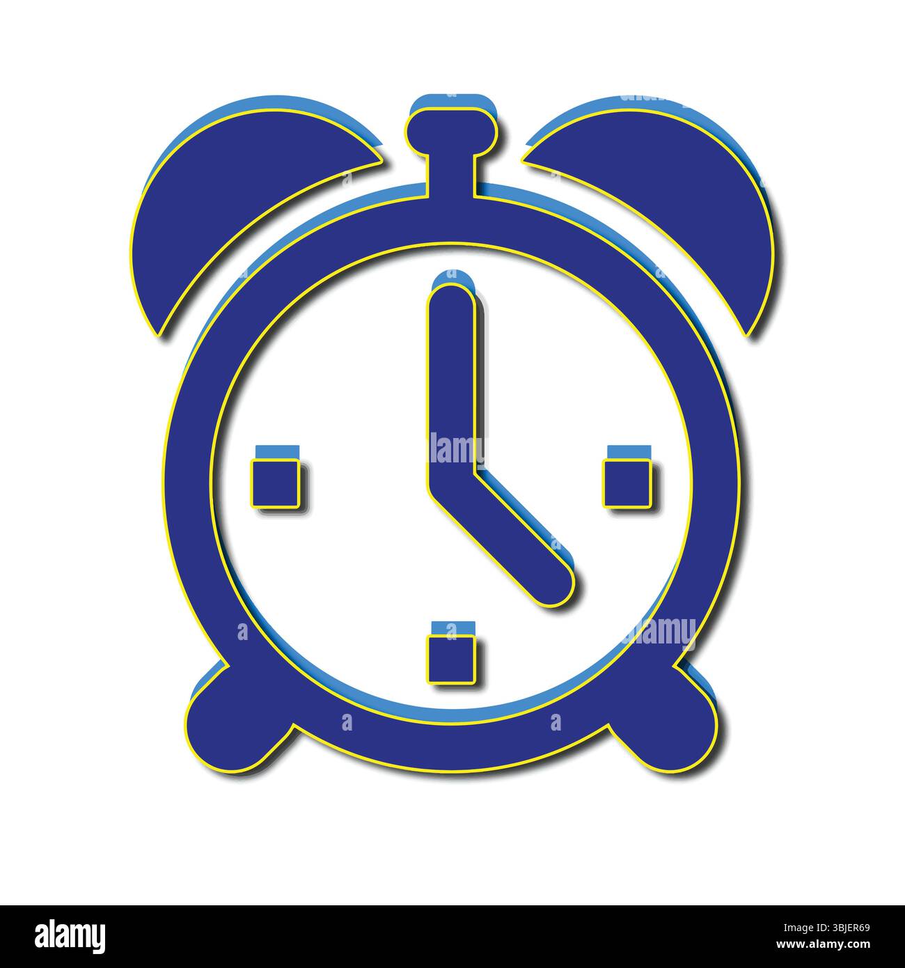 Flacher Wecker – Vektorgrafik der Uhrzeit und des Wecksymbols Stock Vektor