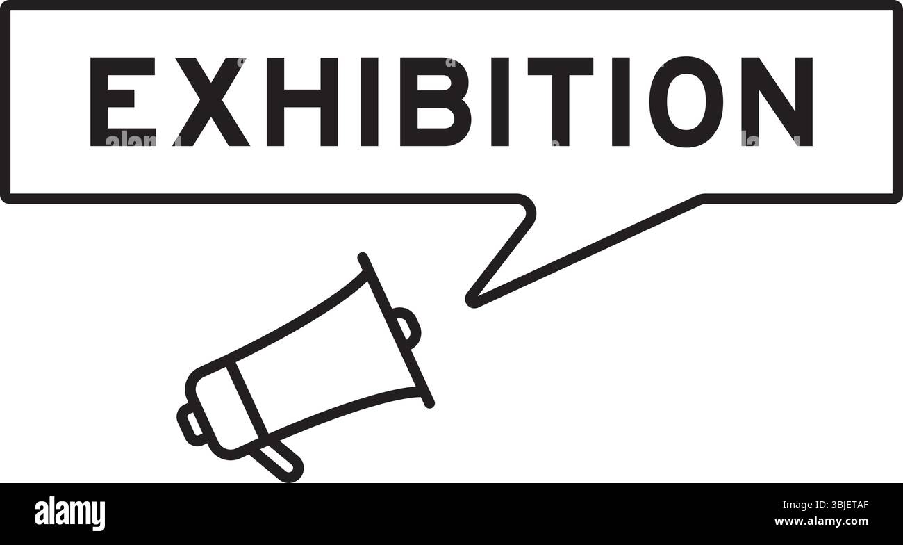 Megaphon-Symbol mit Sprechblase in Wort-Ausstellung auf weißem Hintergrund Stock Vektor