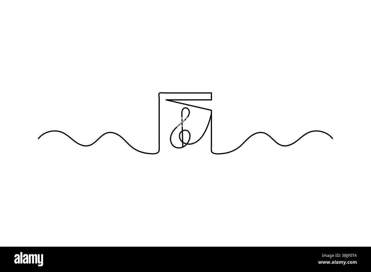 Einzeilige Zeichnung von Notennotizen und Mikrofon, minimalistisches Vektor-Illustrationsdesign Stock Vektor