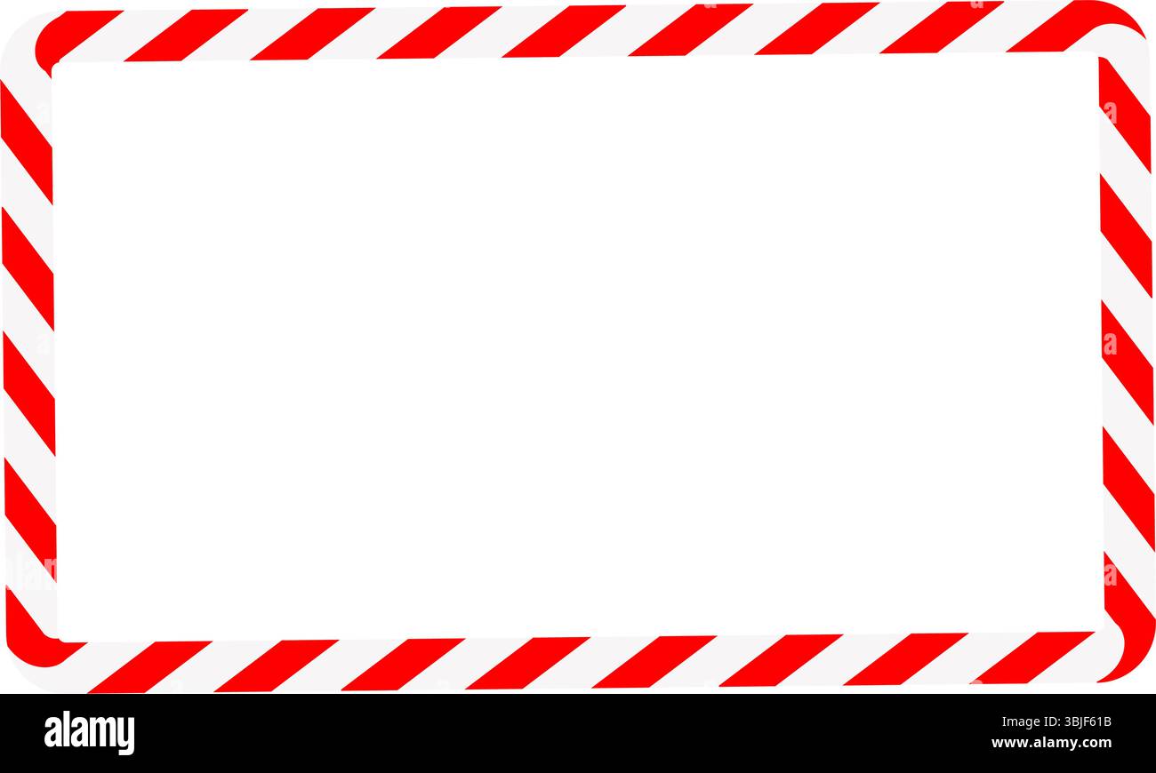 Rechteckiger Rahmen für Zuckerrohr. Weihnachtsband mit roten und weißen Streifen. Grußkarte mit Silvester- oder Weihnachtsrand. Vektorillustraten Stock Vektor