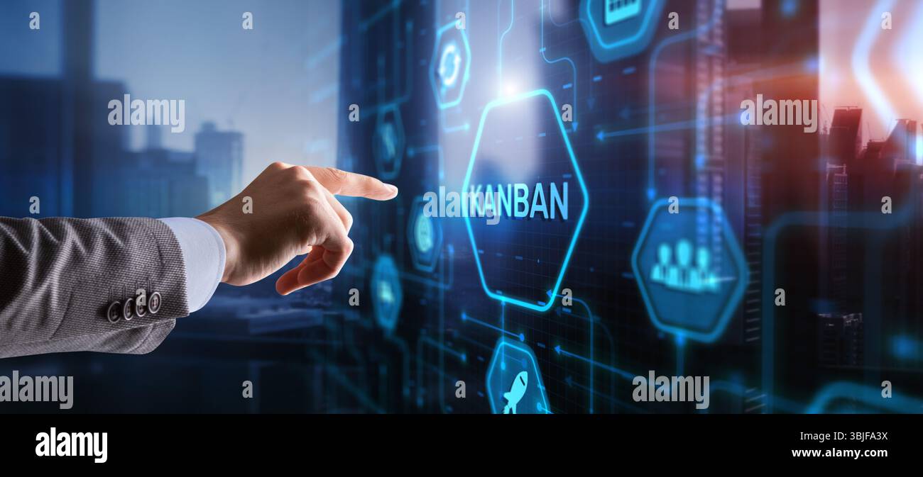 Kanban Management von Arbeitsprozessen Optimierung von Geschäftsprozessen. Stockfoto