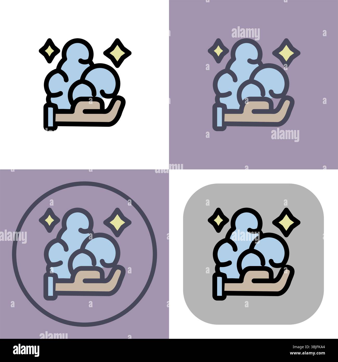 Hände mit Seifensymbol waschen - Hände mit Seifenvektor-Illustration waschen. Stock Vektor