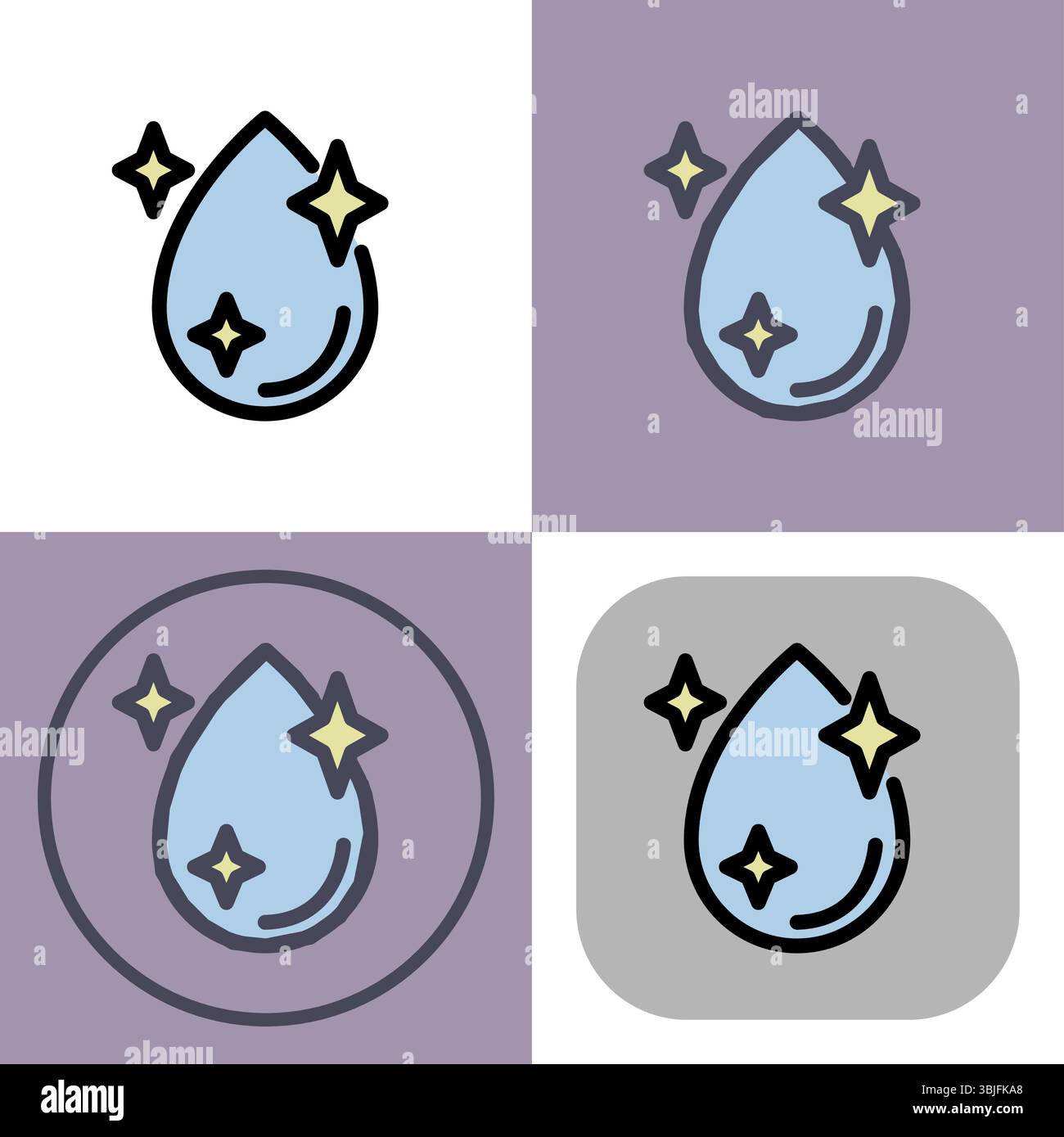 Symbol „Clean Water“ (Clean Water) – Filtration von sauberem Wasser oder Wasser, das etwas reinigt, Vektorillustration. Stock Vektor