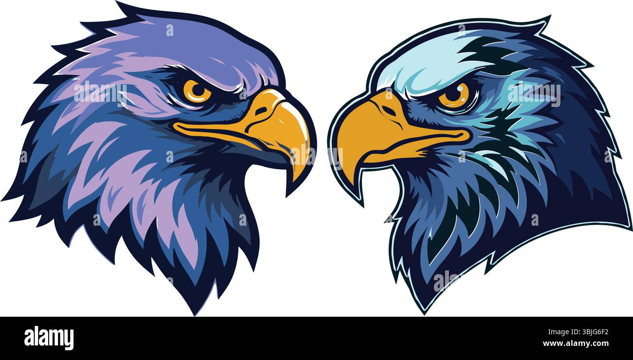 Fierce Eagle Head Mascot Vektor-Set für Sport- und Esport-Logos Stock Vektor