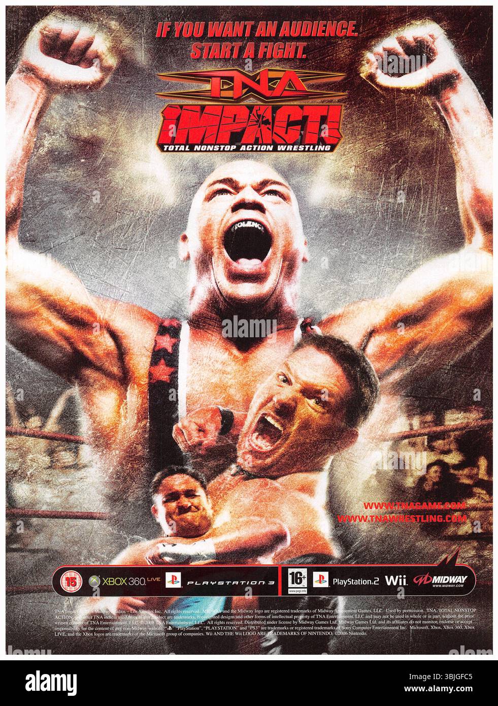 2008 TNA-Aufprall! Werbeaktion für Videospiele. Kurt Angle, Samoa Joe, Booker T, AJ Styles Stockfoto