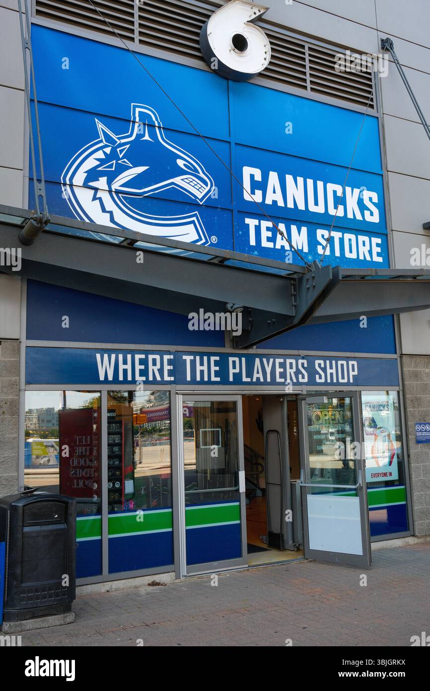 Der Canucks Team Store am Gate 6 in der Rogers Arena in Vancouver, BC. Stockfoto