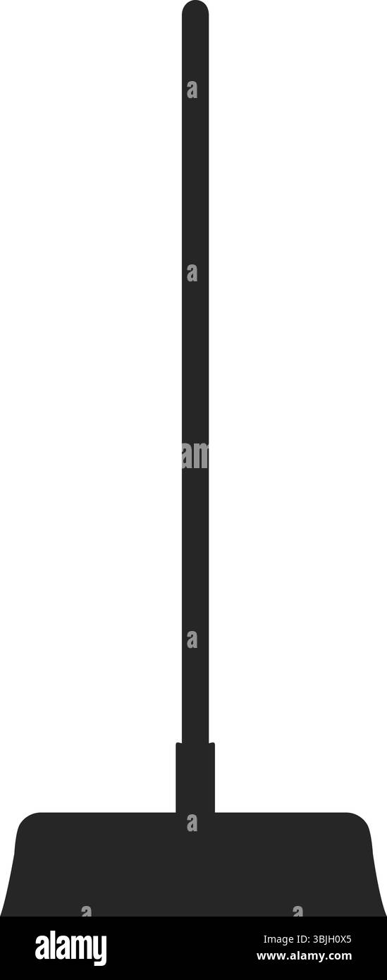 Drücke den Besen für die Arbeit auf dem Hof als Silhouettenvektorsymbol Stock Vektor