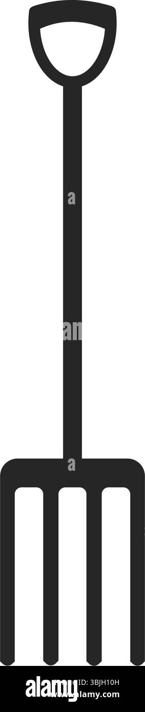 Gartengabel oder Grabgabel Gartenwerkzeug in einem Silhouettenvektor-Symbol Stock Vektor