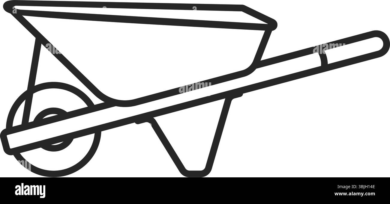 Schubkarre als Konturvektorsymbol Stock Vektor