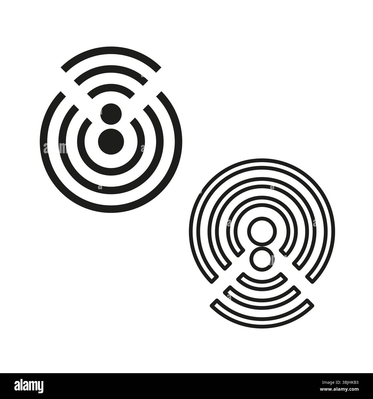 Signalkreissymbol. Wi-Fi-Form. Vektorradarsymbol. Konzentrische Bogenfigur. Stock Vektor