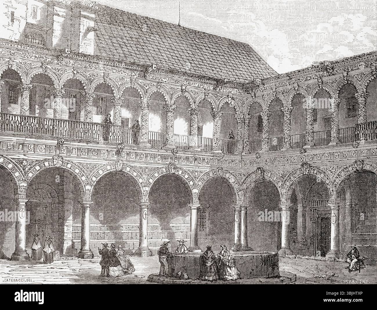 Kloster der Barmherzigkeit, Mexiko-Stadt, Mexiko, 19. Jahrhundert. Von Einer Reise nach Yucatan, Mexiko, von M. Charnay, 1860. In Le Tour du Monde, veröffentlicht 1862. Stockfoto