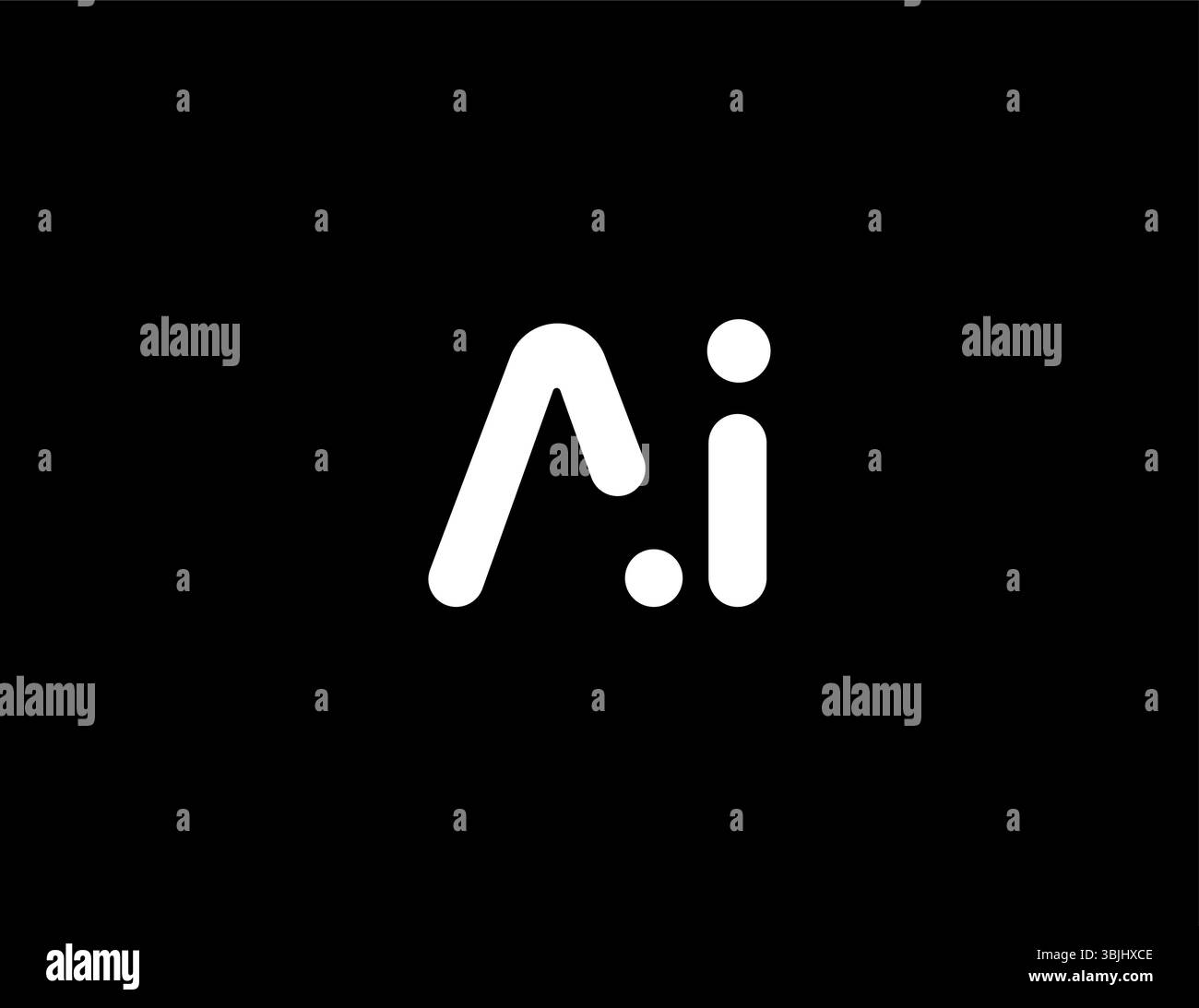 KI Modern Geometric Logo Monogramm Design für Tech, Chatbot, Virtual Assistant, neuronales Netzwerk, SaaS, intelligentes digitales Tool für den Start der Kommunikation Stock Vektor