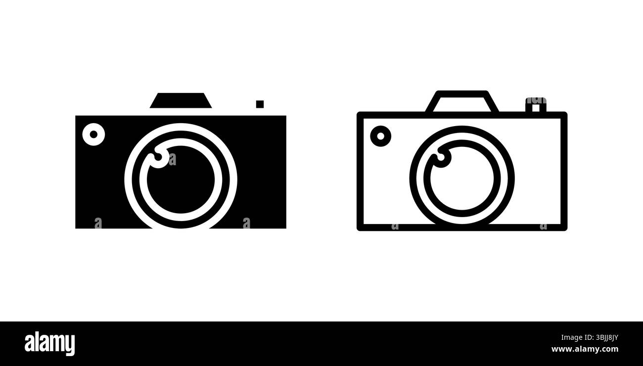 Digitalkamera-Symbolsatz ideal für Fotografie und Reiseinhalte Stock Vektor