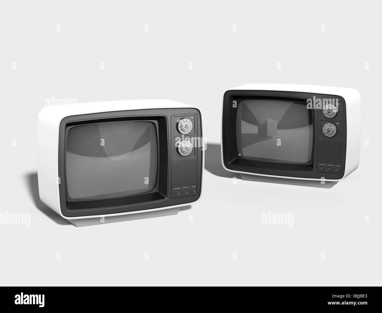 Zwei Retro TV 3D Rendering Screen Mockup Stockfoto