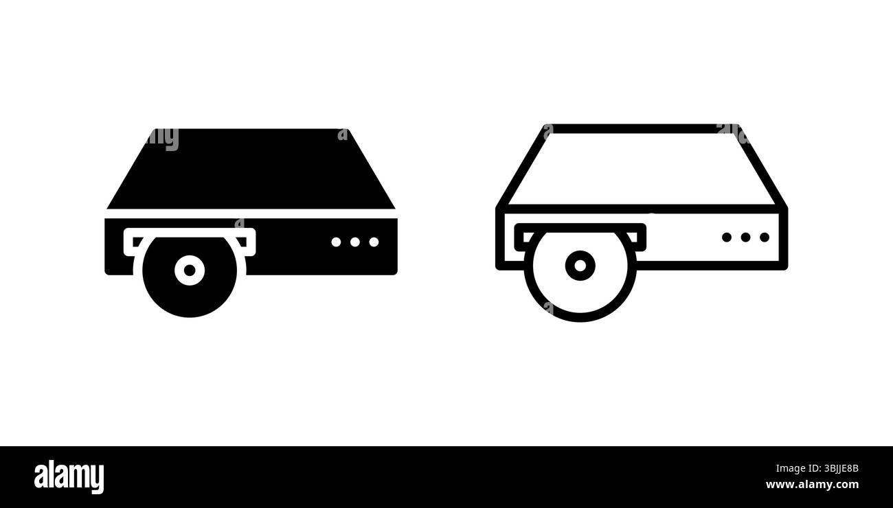 Elektronischer DVD-Player-Symbolsatz für Videowiedergabe und Home Entertainment Stock Vektor