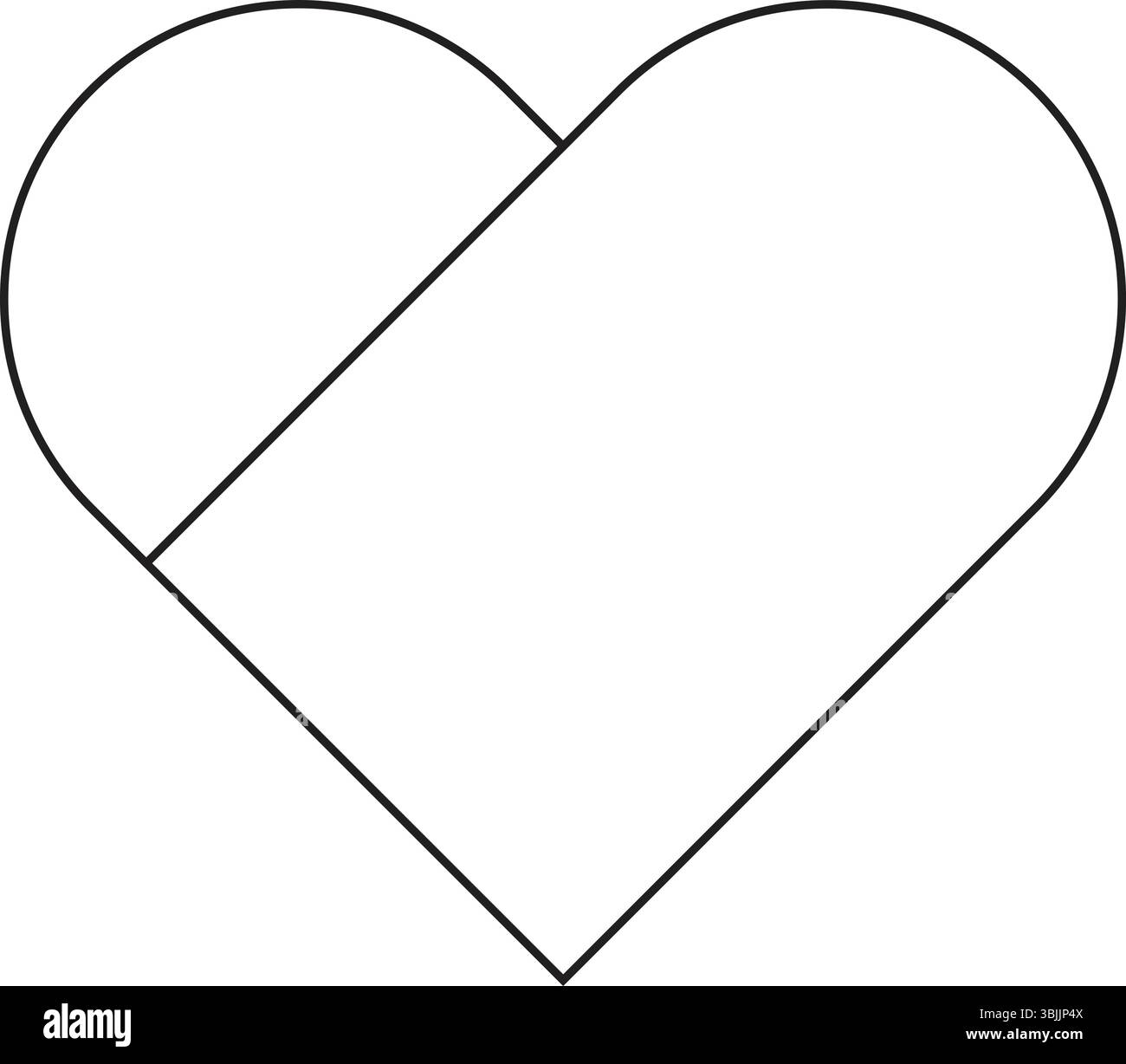 Minimalistische geometrische Herzform mit auffälligem schwarzem Rand, ideal für Designprojekte, Logos, Valentinstag-Themen, Tattoos und moderne romantische Grafiken Stock Vektor