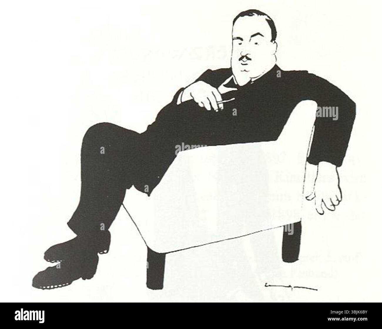 Ludwig Ehrenbergers Selbstkarikatur ist ein Selbstporträt, das wahrscheinlich Anfang des 20. Jahrhunderts entstanden ist. Das Stück übertönt humorvoll seine Züge und bietet eine spielerische, aber aufschlussreiche Darstellung seines Charakters. Stockfoto