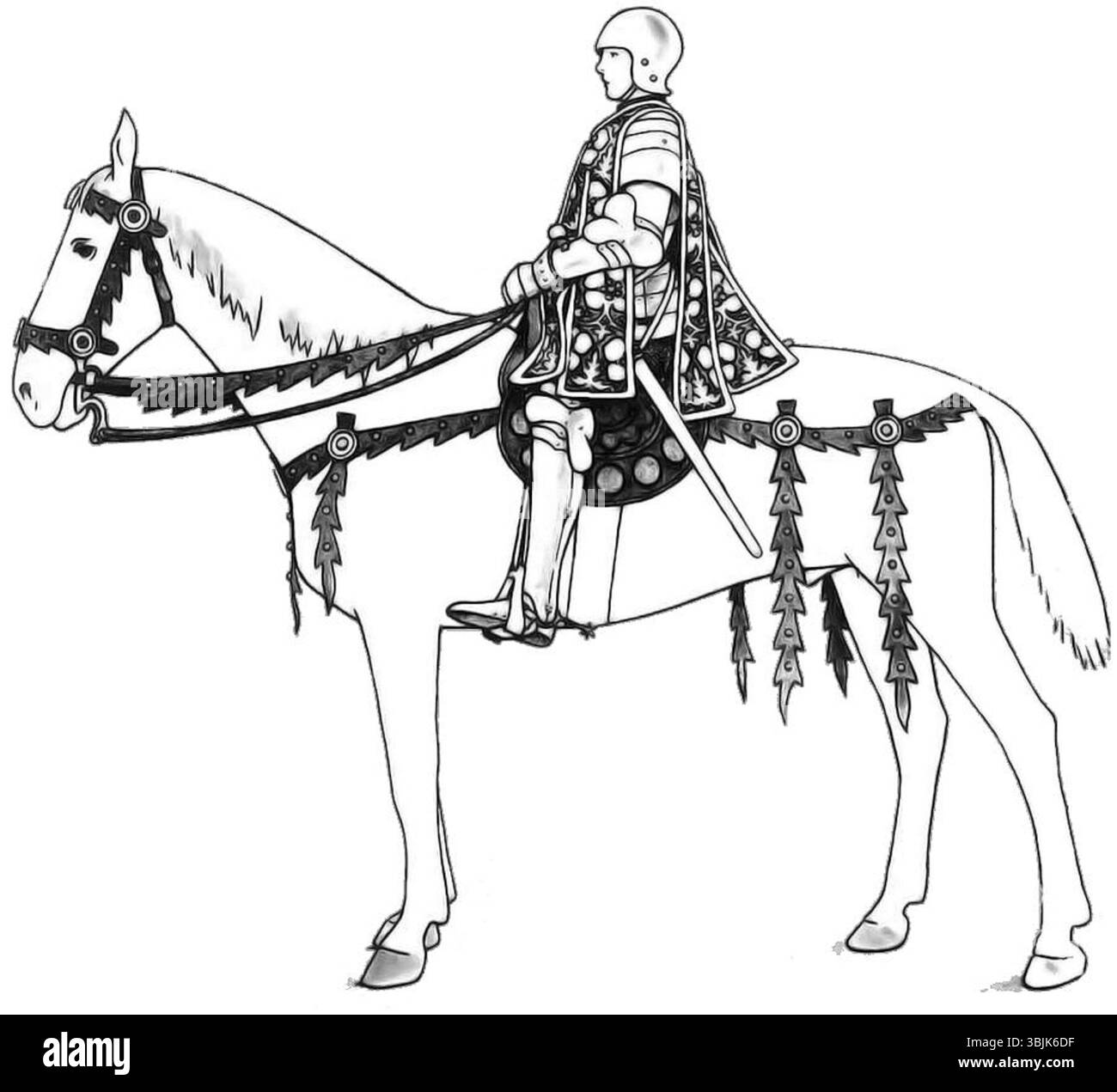 Jeanne d’Arc à sa sortie de Compiègne von Adrien Harmand (1857–1947) aus dem Jahr 1929 interpretiert den Moment, als Joan d’Arc Compiègne am 23. Mai 1430 verließ. Harmands Werk ist eine historische Rekonstitution, die Joans Militärkleidung und Rüstung zeigt. Stockfoto Jeanne d’Arc à sa sortie de Compiègne von Adrien Harmand (1857–1947) aus dem Jahr 1929 interpretiert den Moment, als Joan d’Arc Compiègne am 23. Mai 1430 verließ. Harmands Werk ist eine historische Rekonstitution, die Joans Militärkleidung und Rüstung zeigt. Stockfoto