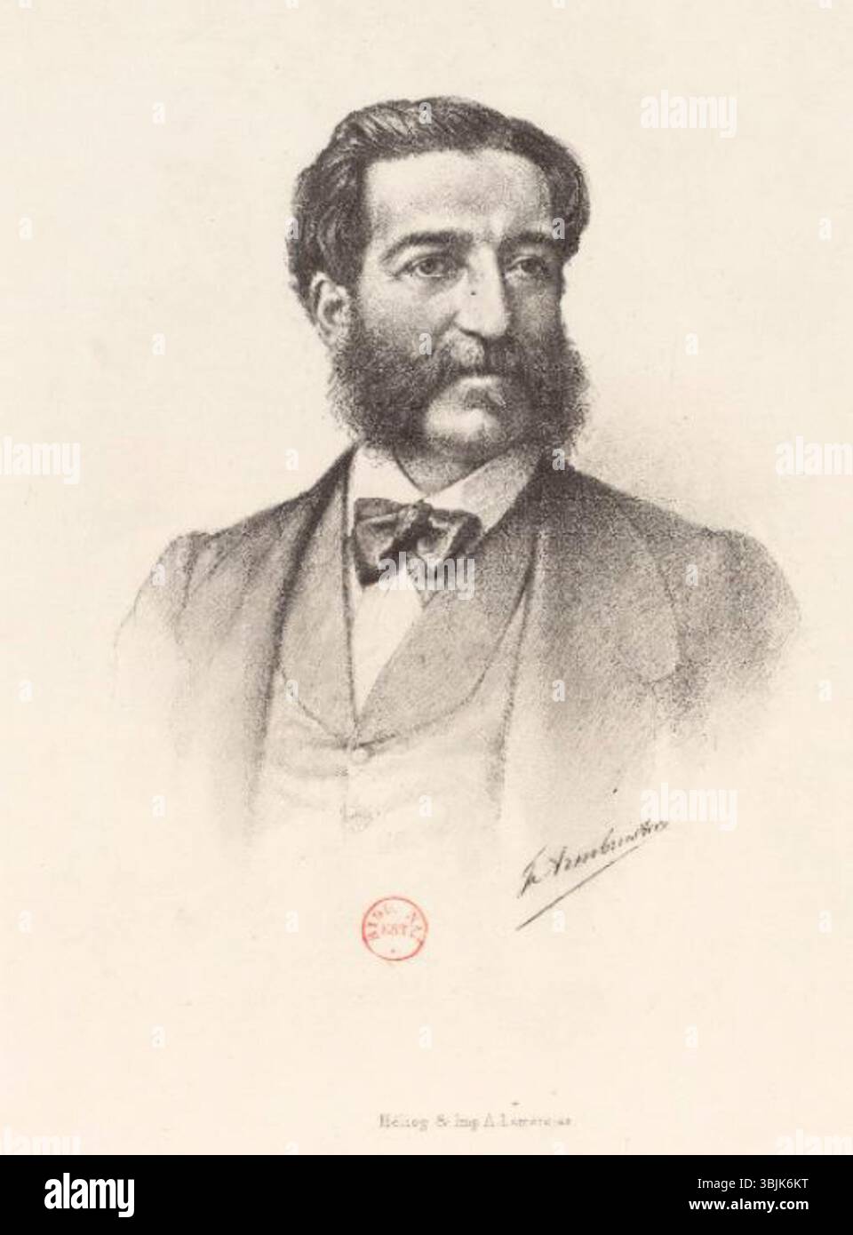 Jean-Francois Armbruster (1835–1912) schuf um 1880 ein Selbstporträt. Das Kunstwerk stellt den Künstler in seinem späteren Stil des 19. Jahrhunderts dar. Stockfoto