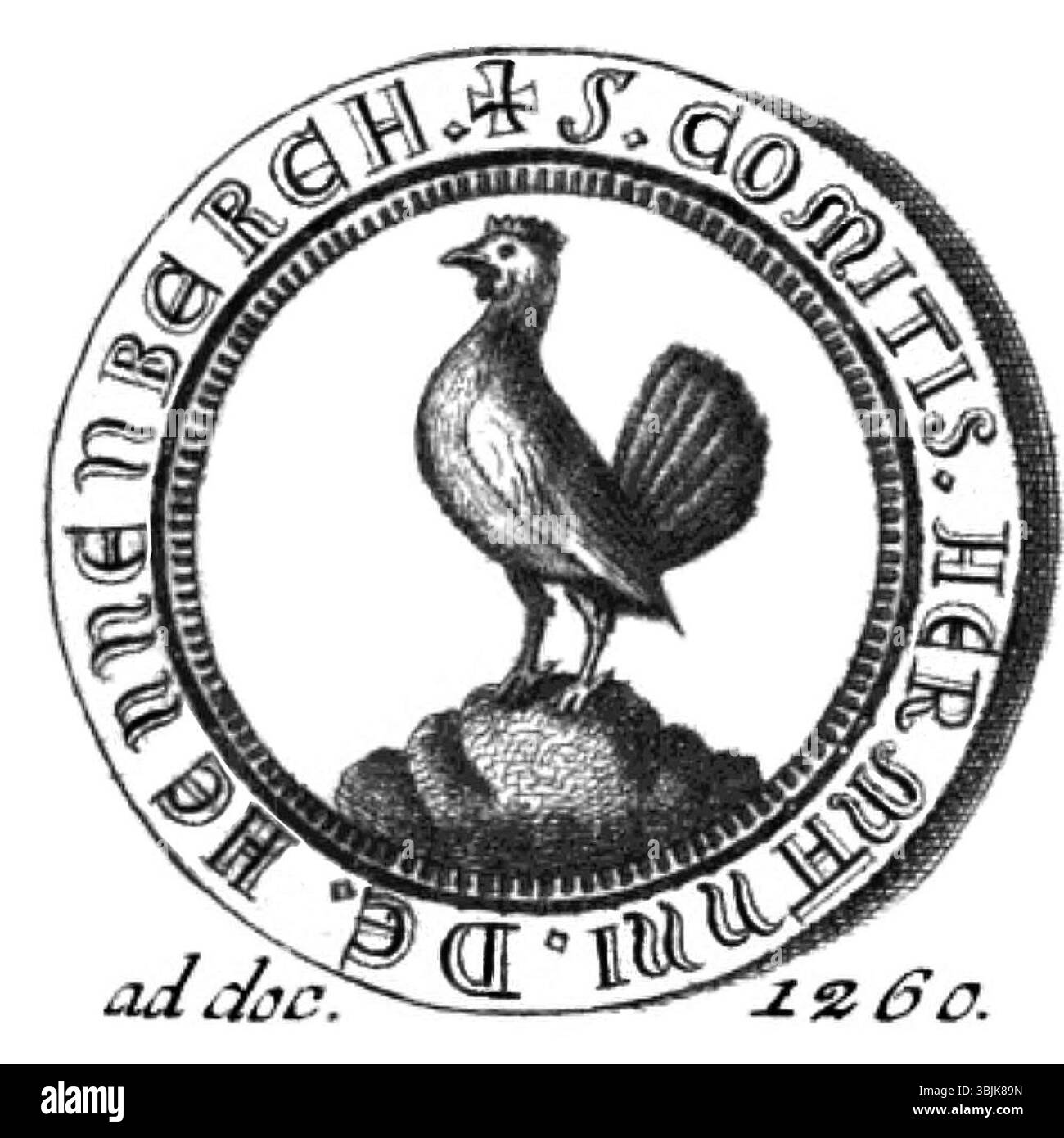 Zeichnung des Siegels des Grafen Hermann I. von Henneberg-Coburg (1260) ist eine Zeichnung des Siegels des Grafen Hermann I. von Henneberg-Coburg. Das Kunstwerk fängt das heraldische Design und die Symbole des mittelalterlichen Adels ein. Stockfoto Zeichnung des Siegels des Grafen Hermann I. von Henneberg-Coburg (1260) ist eine Zeichnung des Siegels des Grafen Hermann I. von Henneberg-Coburg. Das Kunstwerk fängt das heraldische Design und die Symbole des mittelalterlichen Adels ein. Stockfoto