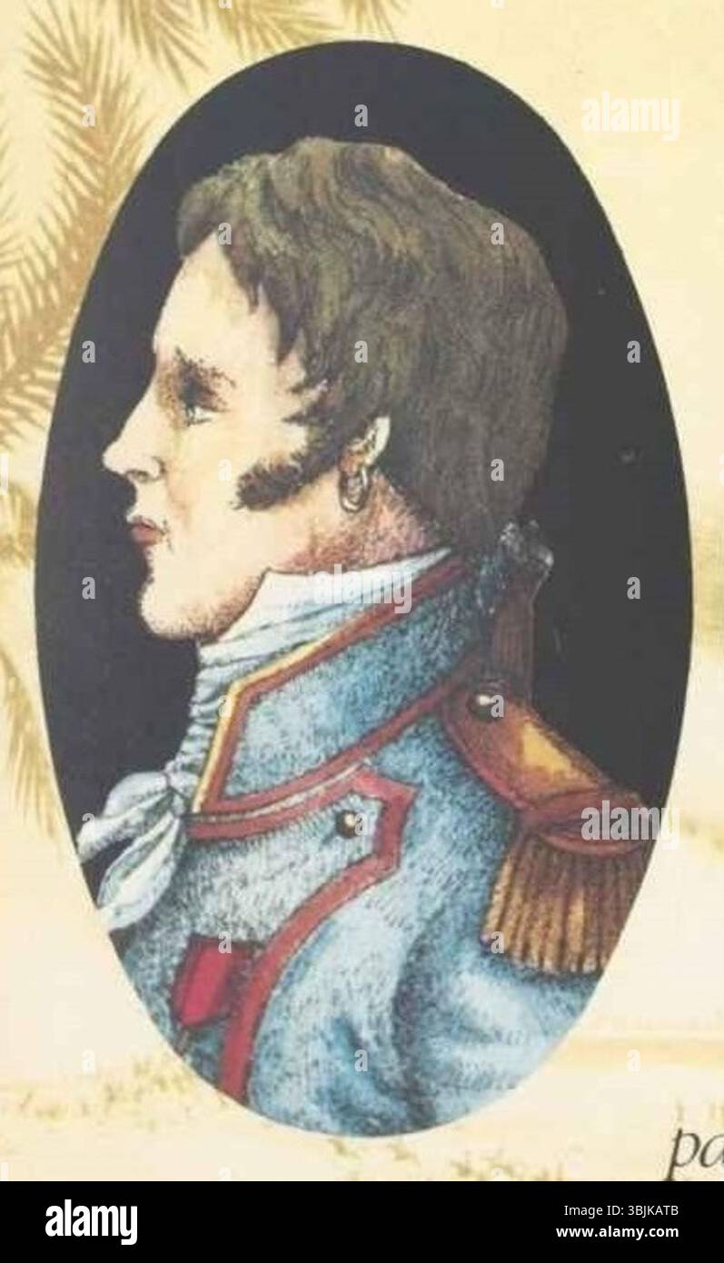 Antoine Le Picard de Phélippeaux (1767–1799) war ein französischer Adliger und Offizier. Bekannt für seinen Dienst in der französischen Armee, spielte er eine bedeutende Rolle während der Französischen Revolution und der Napoleonischen Kriege. Stockfoto