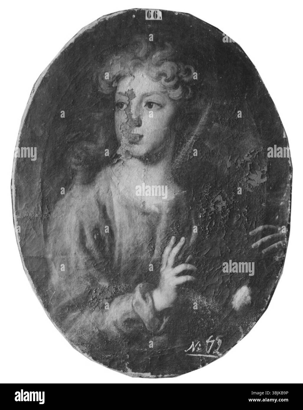 Das Öl auf Leinwand, das Georg Engelhard Schröder (1684–1750) zugeschrieben wird, zeigt Christus mit einer Weltkugel. Stockfoto