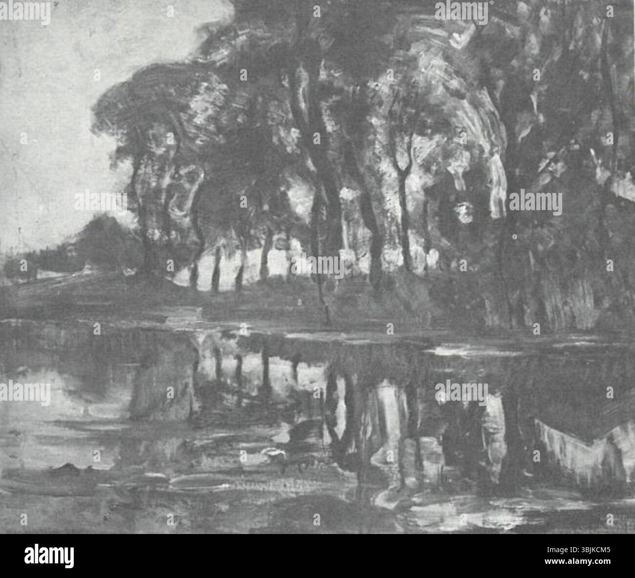 Piet Mondriaans Ölgemälde aus dem Jahr 1907 zeigt eine von Pappeln gesäumte Krümmung des Gein. Das Werk fängt eine ruhige Flusslandschaft mit natürlicher Vegetation ein. Stockfoto