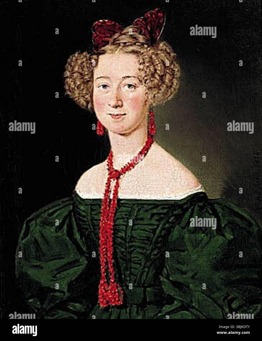 Christian Albrecht Jensens Porträt von Johanne Henriette Isaachsen geborene Hegermann-Lindencrone aus dem Jahr 1836 fängt das Bild der dänischen Adligen ein, die Daniel Otto Isaachsen heiratete und jung starb. Stockfoto