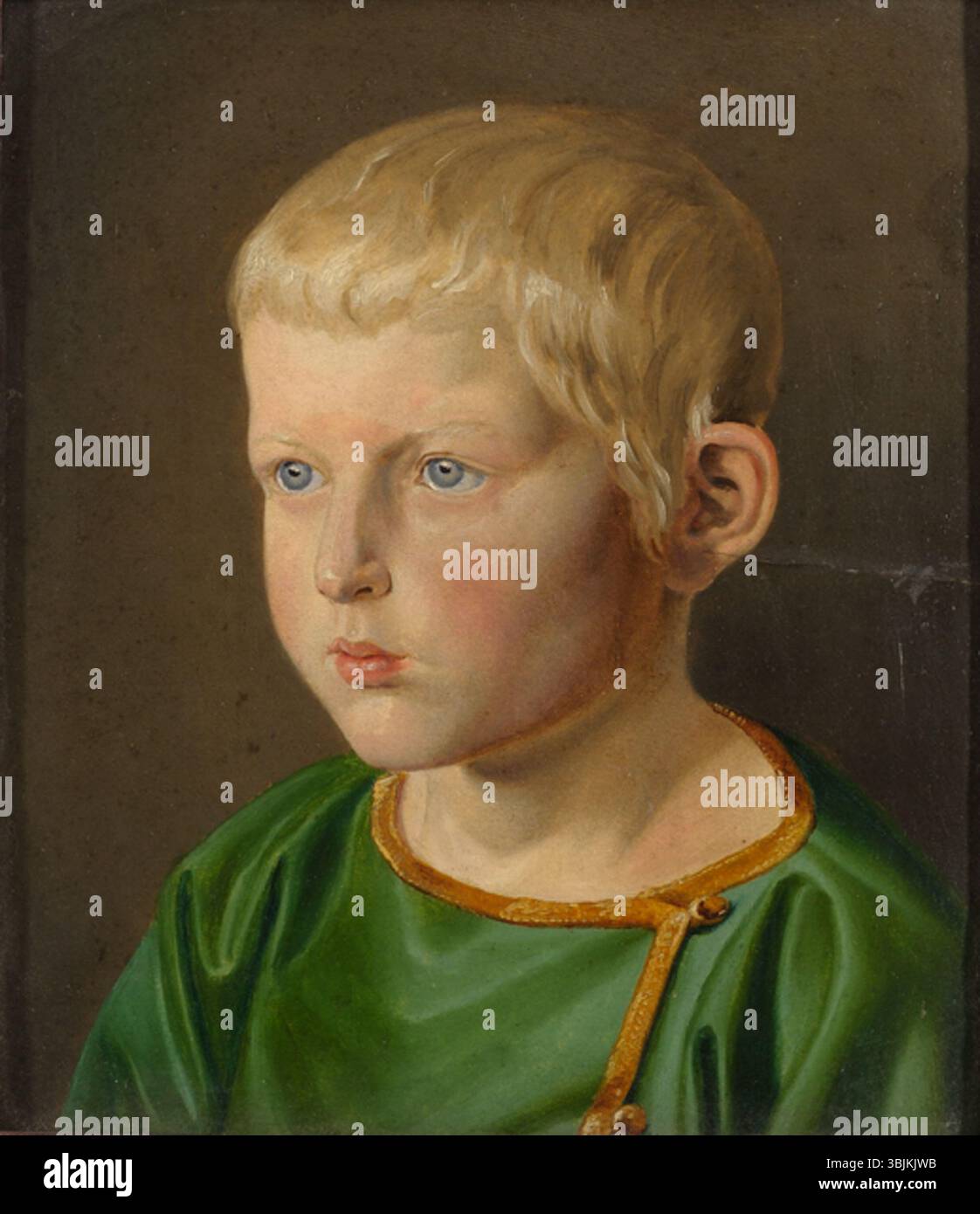 Poisikese portree von Friedrich Ludwig von Maydell ist ein Ölgemälde, das den Sohn des Künstlers Gerhard darstellt. Das Porträt fängt die Unschuld und Jugend des Kindes in einem realistischen Stil des 19. Jahrhunderts ein. Stockfoto