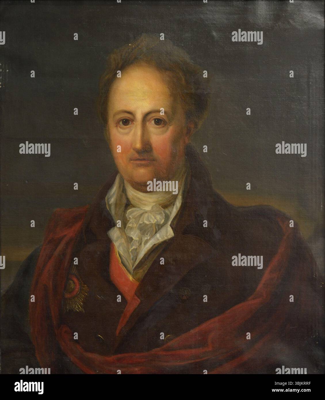 J. W. Goethe portree ist ein Öl-auf-Leinwand-Porträt von Johann Wolfgang von Goethe von Sally von Kügelgen (1860–1928). Das Gemälde konzentriert sich auf die detaillierte Darstellung der Gesichtszüge und Kleidung des deutschen Schriftstellers. Stockfoto