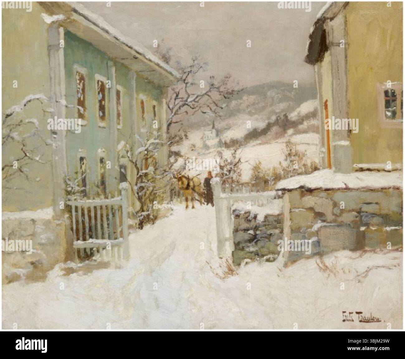 Frits Thaulow (1847–1906) malte in den 1900er Jahren Præstegaard i Norge (Geistliches Haus in Norwegen) Das Öl auf Leinwand zeigt eine ruhige norwegische Landschaft mit einem traditionellen Geistlichen Haus. Stockfoto