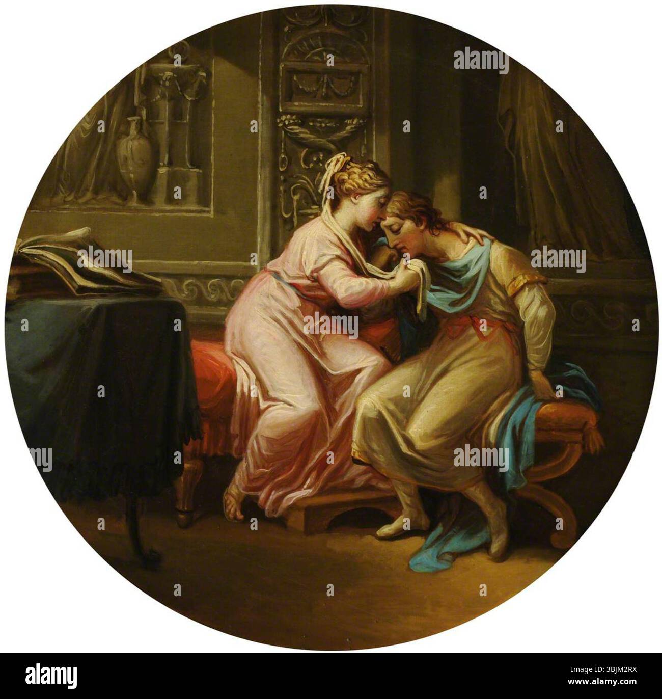 Zucchi, Antonio; mythologisches Thema mit einem Paar in einer Umarmung; National Trust, Nostell Priory; http://www.artuk.org/artworks/mythological-subject-with-a-couple-in-an-embrace-170673 Stockfoto