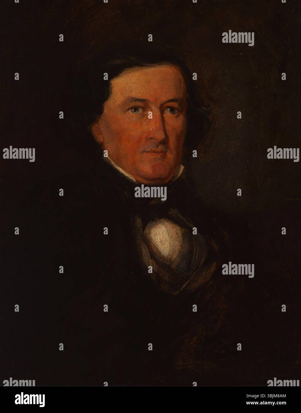 Major George Washington Whistler (um 1843) von Henry Inman ist ein Porträt des US-amerikanischen Majors George Washington Whistler, gemalt in Öl auf Holztafeln. Das Gemälde ist Teil der Sammlung des Cincinnati Art Museum und zeigt das detaillierte Bild von Whistler im 19. Jahrhundert. Stockfoto
