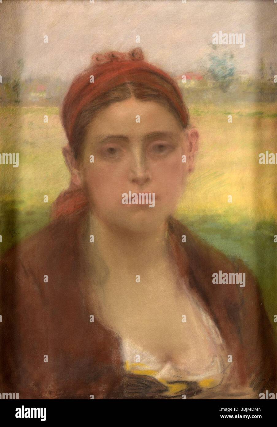 Ein pastellfarbenes Porträt von Václav Broík (1851–1901), das vor 1901 erstellt wurde. Das Stück ist 46 x 32,5 cm groß und zeigt Broík Können, das Bild und den Charakter seiner Motive durch Pastellfarben auf Papier festzuhalten. Stockfoto