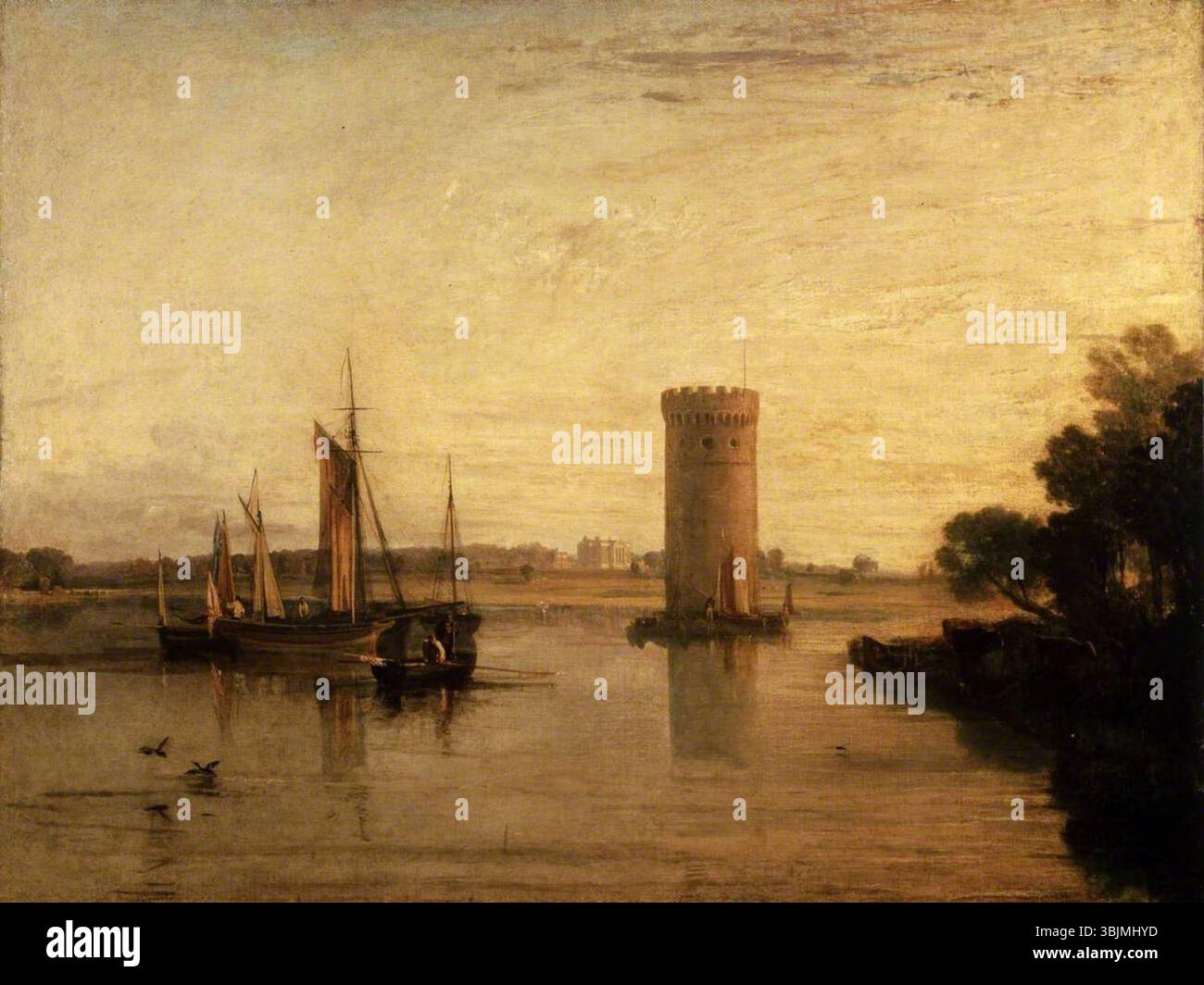 Turner, Joseph Mallord William; Tabley, Cheshire, der Sitz von Sir J. F. Leicester, Bart.: Ruhiger Morgen; Tate; http://www.artuk.org/artworks/tabley-cheshire-the-seat-of-sir-j-f-leicester-bart-calm-morning-202277 Stockfoto