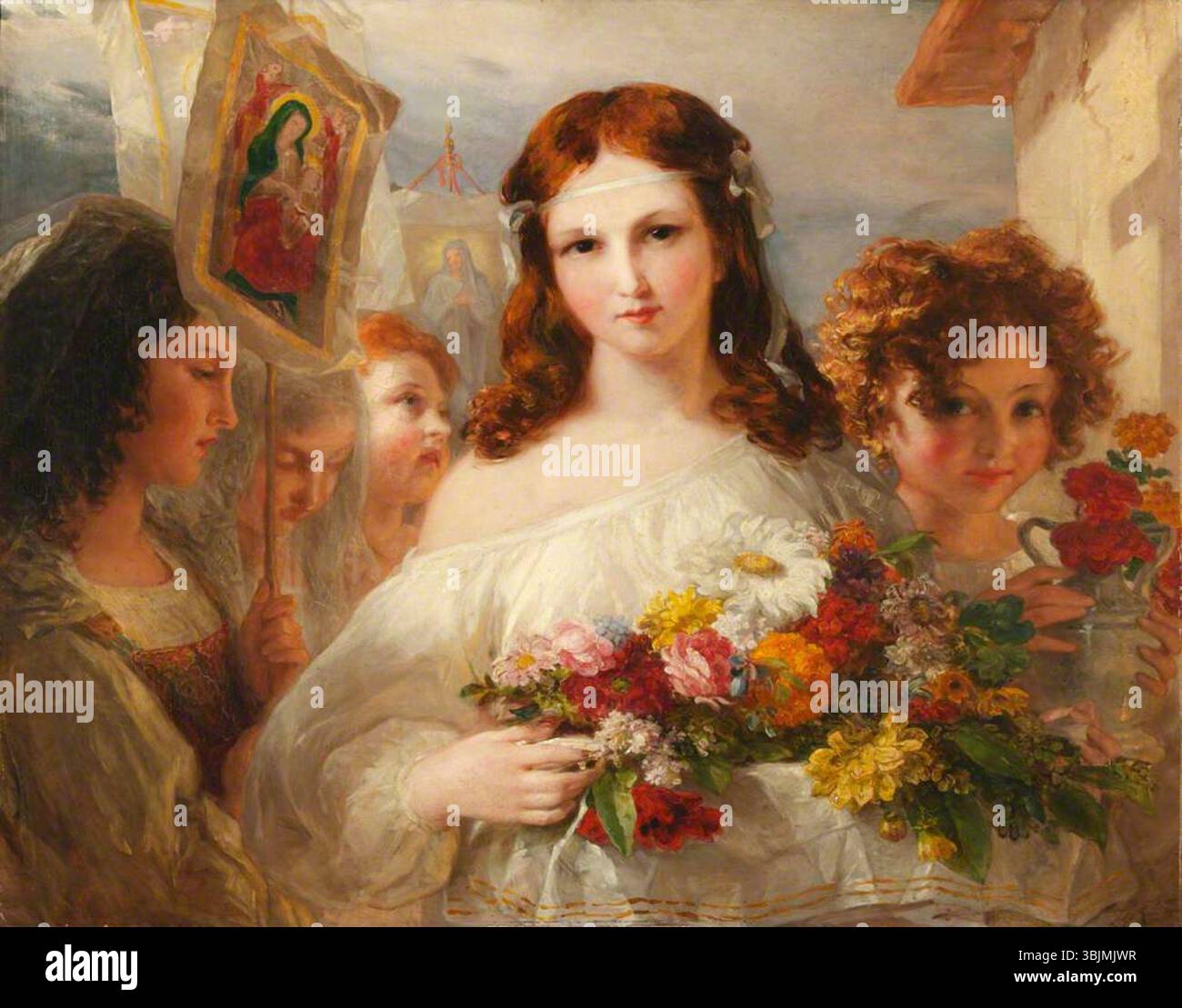 Uwins, Thomas; Flower Girls of Naples; National Trust, Hughenden Manor; http://www.artuk.org/artworks/flower-girls-of-naples-217734 Stockfoto