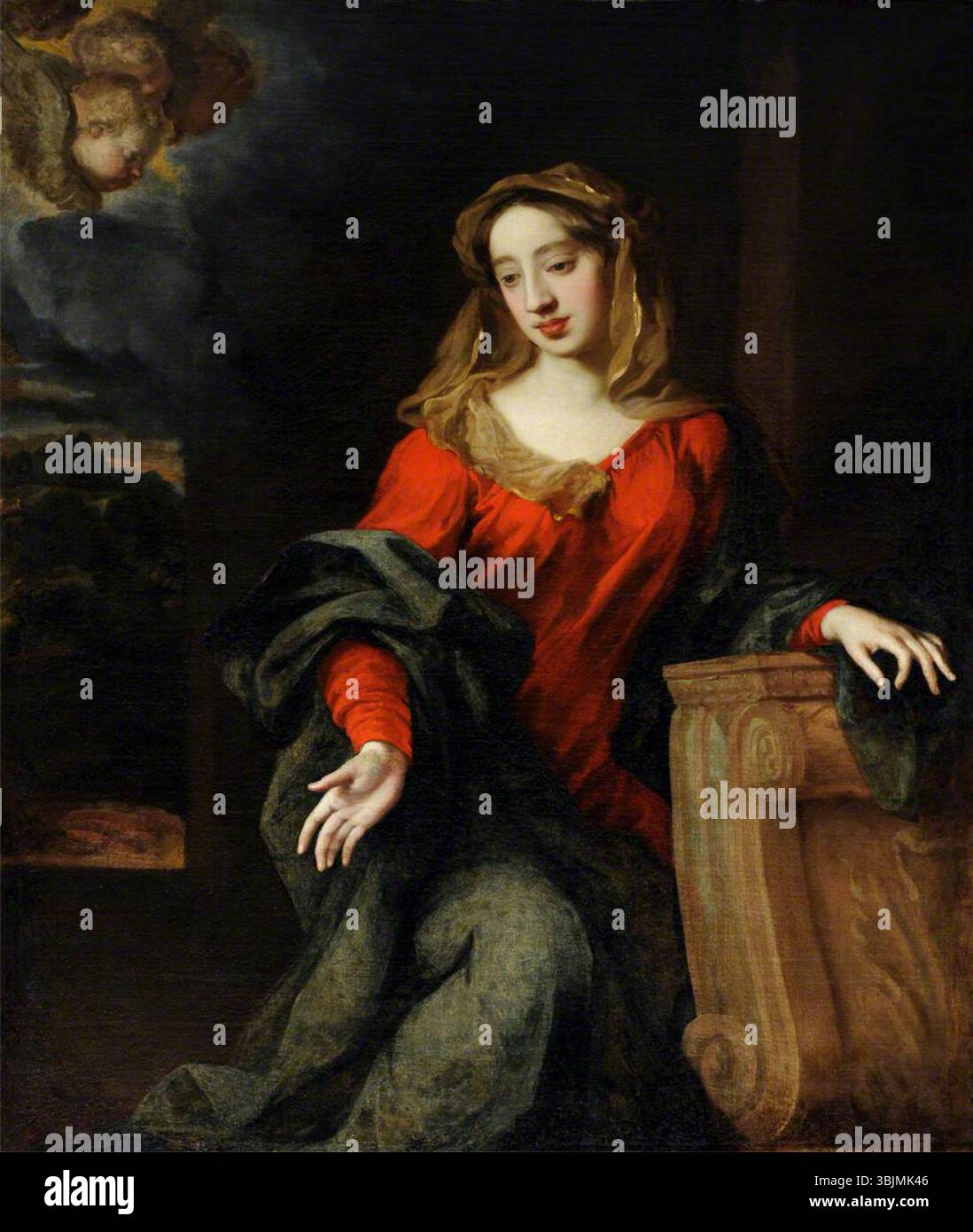 Wissing, Willem; möglicherweise Lady Mary Butler (1646–1710), Herzogin von Devonshire, als Virgin Annunciate; National Trust, Hardwick Hall; http://www.artuk.org/artworks/possibly-lady-mary-butler-16461710-duchess-of-devonshire-as-the-virgin-annunciate-172352 Stockfoto