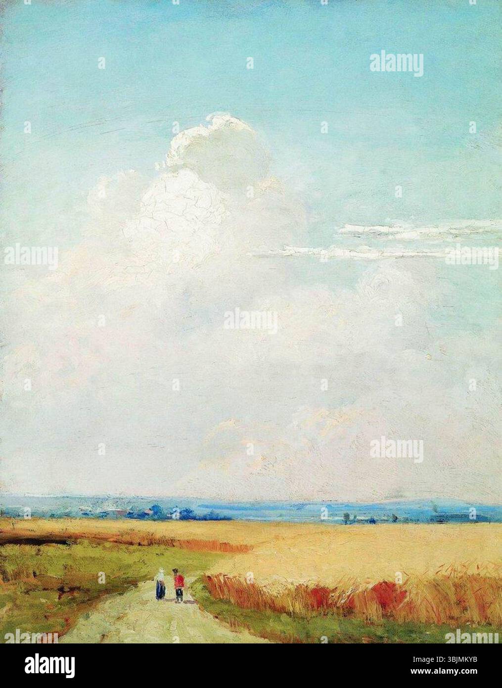 Iwan Shishkin (1831–1898) schuf „Noon“ in der Nähe von Moskau. Studie“ im Jahr 1869. Die Öltafel zeigt eine Untersuchung der russischen Landschaft während des Mittagsmonats und zeigt Shishkins Meisterschaft der naturalistischen Landschaften. Stockfoto