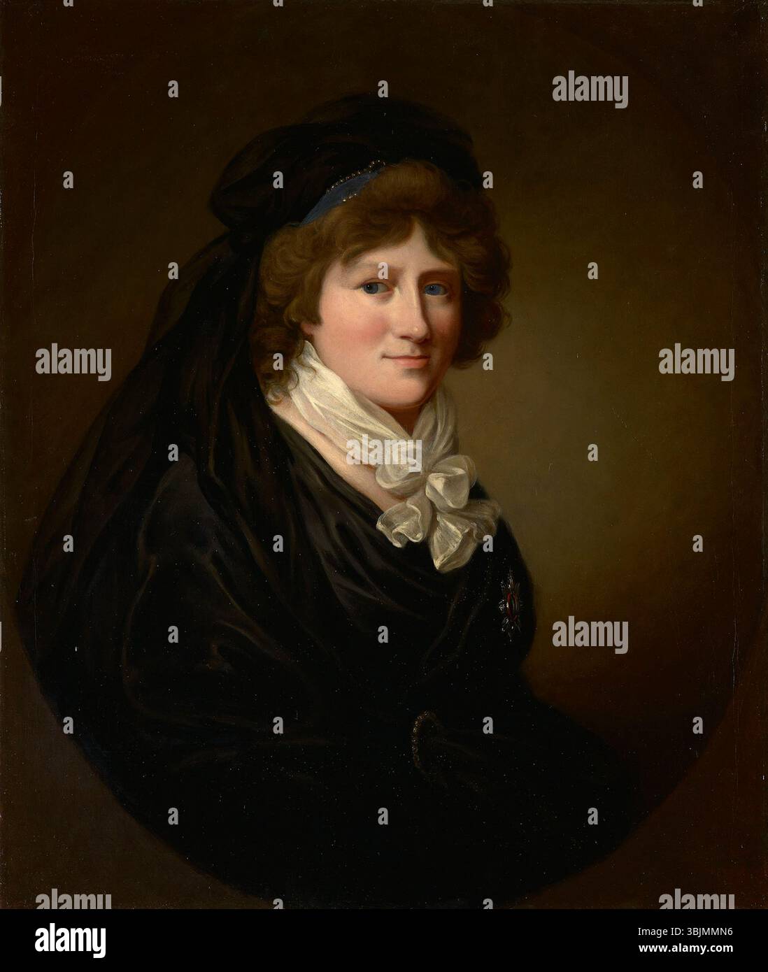 Wilhelm Corden des Jüngeren stellt die Herzogin Augusta, Herzogin von Sachsen-Coburg-Saalfeld (um 1844) in einer formalen und würdevollen Pose dar. Das Öl auf Leinwand fängt ihre aristokratischen Merkmale und ihre königliche Gestalt ein und spiegelt den Porträtstil des 19. Jahrhunderts wider. Stockfoto