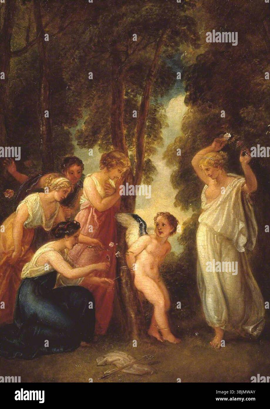 Stothard, Thomas; Cupid gebunden an einen Baum; Tate; http://www.artuk.org/artworks/cupid-bound-to-a-tree-202119 Stockfoto