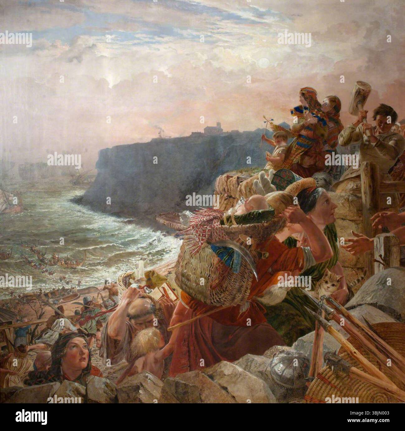 Scott, William Bell; die Dänen steigen an der Küste ab und besitzen schließlich Northumberland; National Trust, Wallington; http://www.artuk.org/artworks/the-danes-descend-upon-the-coast-and-at-last-possess-northumberland-167963 Stockfoto