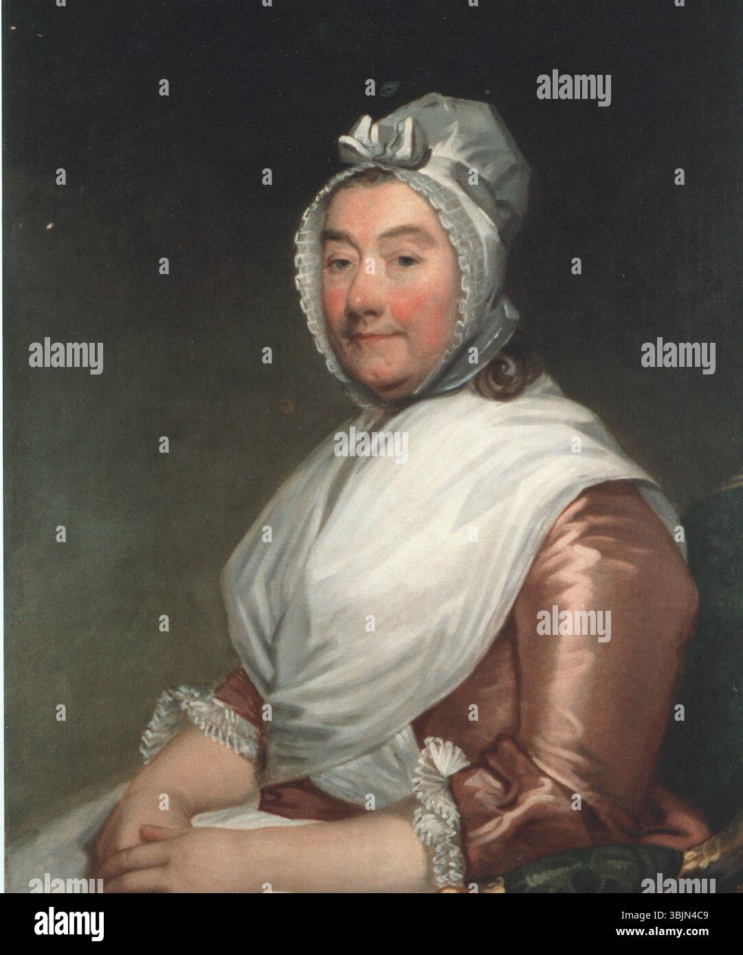 Gilbert Stuarts Porträt von Margaret Beekman Livingston aus den 1790er Jahren ist ein Schlüsselbeispiel amerikanischer Porträts im späten 18. Jahrhundert. Das Ölgemälde fängt das Thema mit Pose und Eleganz ein, die für Stuarts Stil charakteristisch sind. Stockfoto