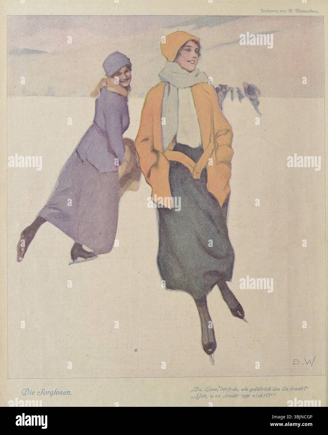 „Die Sorglosen“ von Brynolf Wennerberg, gemalt im Januar 1919, zeigt unbeschwerte Figuren in einem entspannten sozialen Umfeld. Das Ölgemälde betont Leichtigkeit und Freude in den Alltagsmomenten und spiegelt den unbeschwerten Geist der Zeit wider. Stockfoto