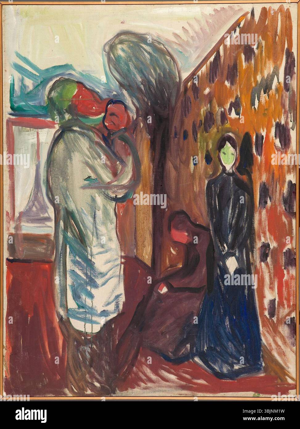 Edvard Munch (1863–1944) malte 1915 die Todeskammer. Dieses Öl auf Leinwand zeigt einen Innenraum, der mit dem Tod verbunden ist, wahrscheinlich eine düstere oder reflektierende Umgebung. Stockfoto